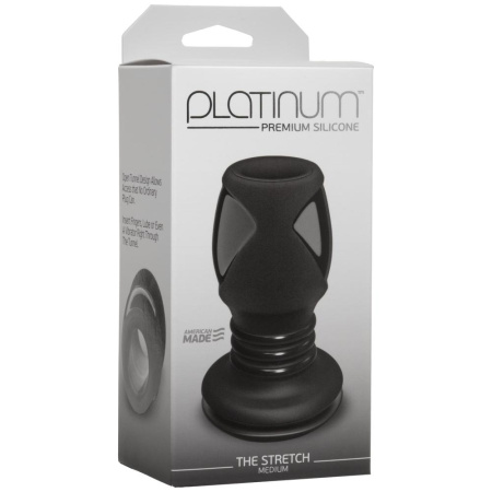 Анальный туннель Doc Johnson Platinum Premium Silicone — The Stretch — Medium — Black || Анальний тунель Doc Johnson Platinum Premium Silicone — The Stretch — Medium — Black