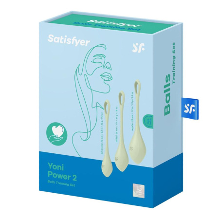 Набор йони бусин Satisfyer Yoni Power 2 Light Green, диаметр 2-2,5-3см, вес 22-44-73гр || Набір йоні намистин Satisfyer Yoni Power 2 Light Green, диаметр 2-2,5-3см, вес 22-44-73гр