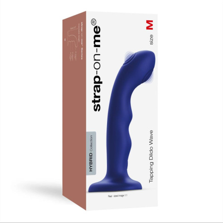 Насадка для страпона с двойной точечной пульсацией Strap-On-Me TAPPING DILDO WAVE – NIGHT BLUE, М || Насадка для страпона з подвійною точковою пульсацією Strap-On-Me TAPPING DILDO WAVE – NIGHT BLUE, М