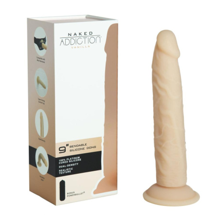 Фаллоимитатор Naked Addiction — 9″ Silicone Dual Density Bendable Dildo Vanilla, вибропуля в подарок || Фалоімітатор Naked Addiction — 9″ Silicone Dual Density Bendable Dildo Vanilla, віброкуля в подаруно