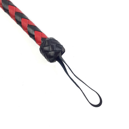 Плеть гибкая Снейк, натуральная кожа, цвет черно-красный, длина - 80 см || Батіг гнучкий Снейк, натуральна шкіра, колір чорно-червоний, довжина - 80 см