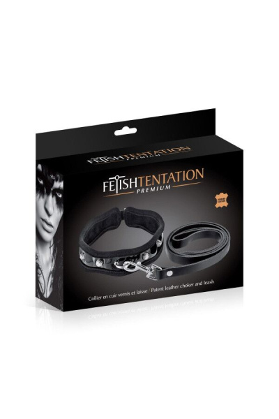Поводок Fetish Tentation Premium Patent leather chocker and leash