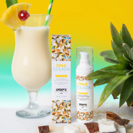 Массажное масло EXSENS Pina Colada 50мл разогревающее, без сахара, без парабенов, съедобное || Масажна олія EXSENS Pina Colada 50мл розігріває, без цукру, без парабенів, їстівна