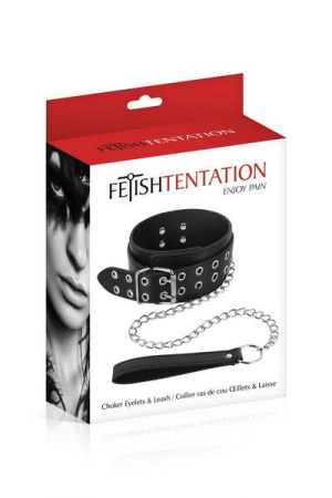 Ошейник широкий с поводком Fetish Tentation Eyalets and Leash || Нашийник з повідцем Fetish Tentation Eyalets and Leash