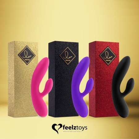 Гибкий вибратор кролик с двумя моторами FeelzToys Lea Rabbit Vibrator Black || Гнучкий вібратор кролик з двома моторами FeelzToys Lea Rabbit Vibrator Black