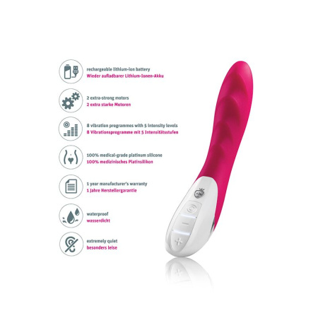 Мощный вибратор Mystim Sassy Simon Pink с двумя моторами и стимулирующим рельефом || Потужний вібратор Mystim Sassy Simon Pink з двома моторами і стимулюючим рельєфом