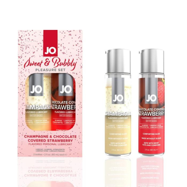 Набор лубрикантов JO Sweet&Bubbly — Champagne & Chocolate Covered Strawberry (2×60 мл)