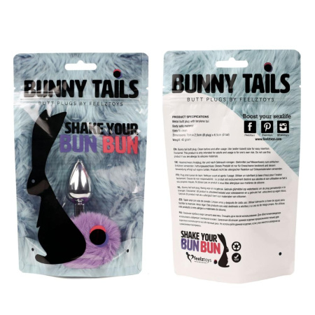 Анальная пробка FeelzToys - Bunny Tails Butt Plug Purple || Анальна пробка FeelzToys - Bunny Tails Butt Plug Purple