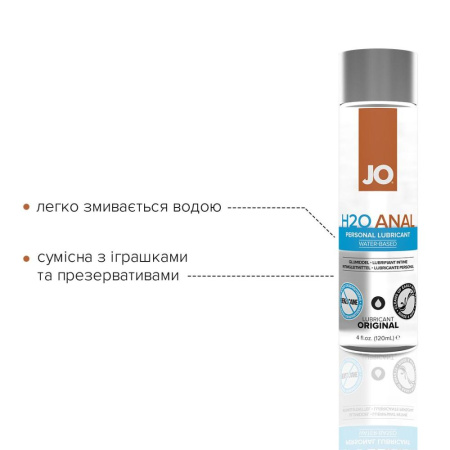 Анальная смазка JO ANAL H2O — ORIGINAL (120 мл) на водной основе, растительный глицерин || Анальна змазка JO ANAL H2O — ORIGINAL (120 мл) на водній основі, рослинний гліцерин