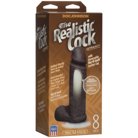 Фаллоимитатор Doc Johnson The Realistic Cock 8 inch Black - ULTRASKYN, Vack-U-Lock, диаметр 5,1см || Фалоімітатор Doc Johnson The Realistic Cock 8 inch Black - ULTRASKYN, Vack-U-Lock, діаметр 5,1 см