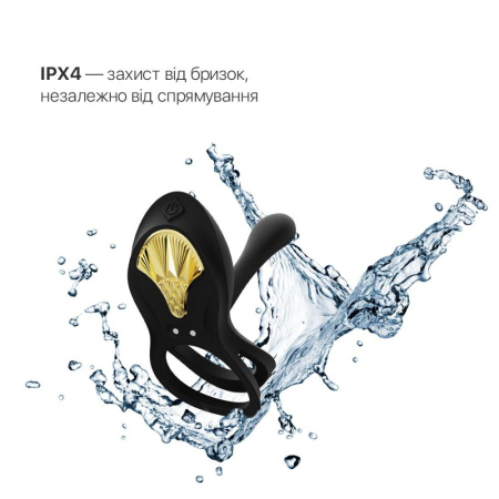 Смарт-эрекционное кольцо Zalo - BAYEK Obsidian Black, двойное с вводимой частью, пульт ДУ || Смарт-ерекційне кільце Zalo - BAYEK Obsidian Black, подвійне з ввідною частиною, пульт ДК