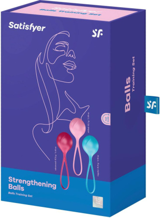 Вагинальные шарики Satisfyer Strengthening Balls (3шт), диаметр 3,8см, масса 62-82-98г, монолитные || Вагінальні кульки Satisfyer Strengthening Balls (3шт), діаметр 3,8 см, маса 62-82-98г, монолітні
