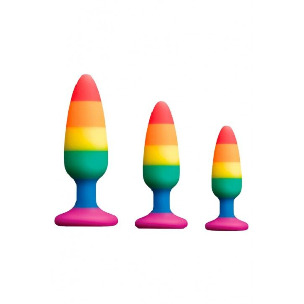 Силиконовая анальная пробка Wooomy Hiperloo Silicone Rainbow Plug L, диаметр 3,9 см, длина 13,1 см