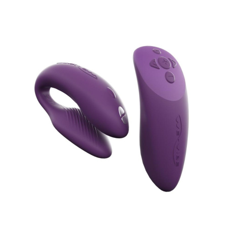 Смарт-вибратор для пар We-Vibe Chorus Purple, сенсорное управление вибрациями сжатием пульта || Смарт-вібратор для пар We-Vibe Chorus Purple, сенсорне керування вібраціями стисненням пульта