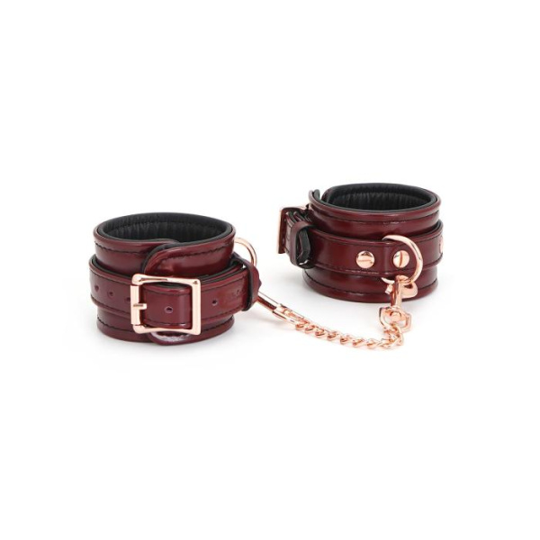 Кожаные наручники Liebe Seele Wine Red Wrist Cuffs, съемная цепочка-крепление
