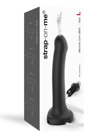 Кончающий фаллоимитатор Strap-On-Me Dildo Cum Black, диаметр 3,6см, силикон, насадка для страпона || Фалоімітатор, що кінчає Strap-On-Me Dildo Cum Black, діаметр 3,6 см, силікон, насадка для страпону