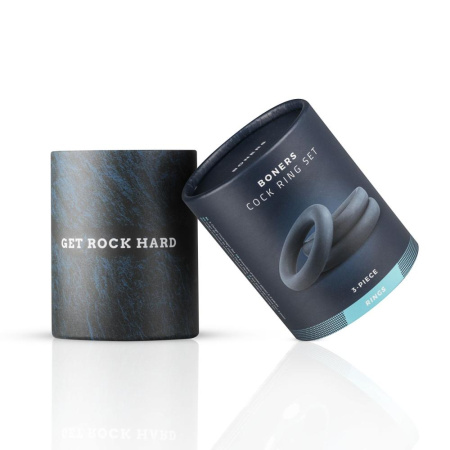 Набор эрекционных колец Boners 3-Piece Cock Ring Set - Grey || Набір ерекційних кілець Boners 3-Piece Cock Ring Set - Grey