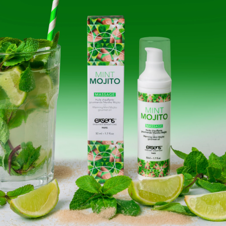 Массажное масло EXSENS Mojito 50мл разогревающее, без сахара, без парабенов, съедобное || Масажна олія EXSENS Mojito 50мл розігрівальна, без цукру, без парабенів, їстівна