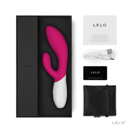 Вибратор-кролик LELO Ina Wave 2 Cerise, манящее движение ствола + вибрации || Вібратор-кролик LELO Ina Wave 2 Cerise, манливий рух стовбура + вібрації