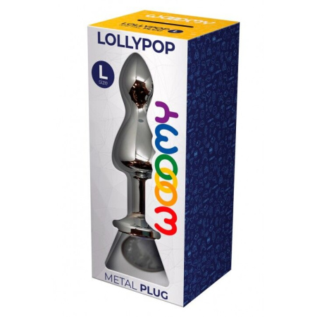 Металлическая анальная пробка Wooomy Lollypop Double Ball Metal Plug L диаметр 3,5 см, длина 10,5 см || Металева анальна пробка Wooomy Lollypop Double Ball Metal Plug L, діаметр 3,5 см, довжина 10,5 см