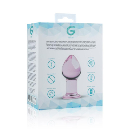 Розовая анальная пробка из стекла Gildo Pink Glass Buttplug No. 27 || Рожева анальна пробка зі скла Gildo Pink Glass Buttplug