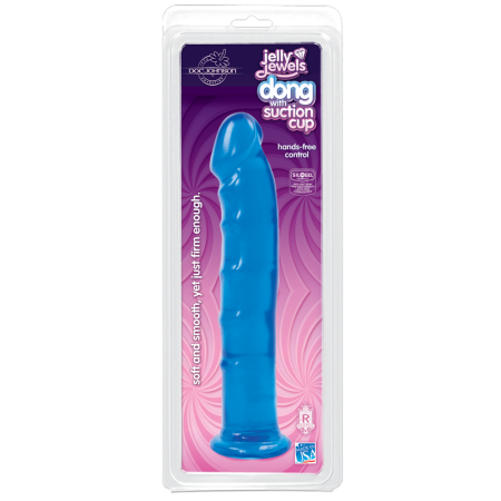 Фаллоимитатор Doc Johnson Jelly Jewels Dong & Suction Cup Blue, диаметр 3,6см, антибактериальный ПВХ || Фалоімітатор Doc Johnson Jelly Jewels Dong & Suction Cup Blue, діаметр 3,6 см, антибактеріальний ПВХ