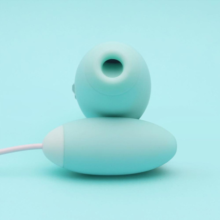 Вакуумный стимулятор с виброяйцом 2-в-1 KISTOY Miss VV Cyan || Вакуумний стимулятор з віброяйцем 2-в-1 KISTOY Miss VV Cyan