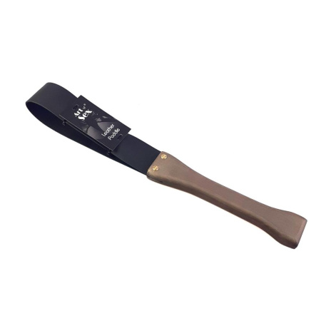 Шлепалка Art of Sex - BDSM с деревянной ручкой, натуральная кожа || Ляскалка Art of Sex - BDSM з дерев'яною ручкою, натуральна шкіра