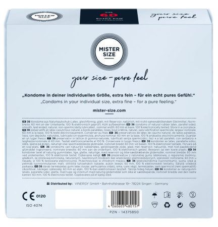 Презервативы Mister Size - pure feel - 60 (36 condoms), толщина 0,05 мм || Презервативи Mister Size - pure feel - 60 (36 condoms), товщина 0,05 мм
