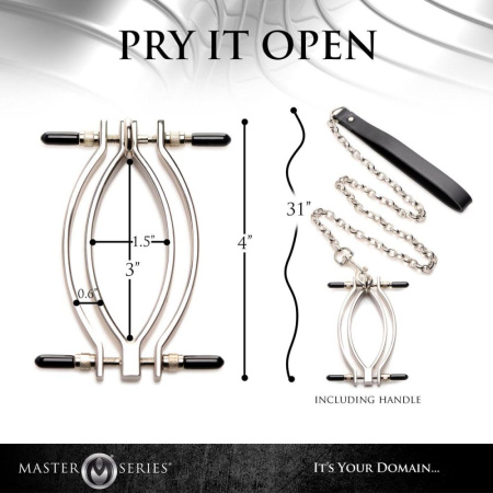 Зажим для половых губ Master Series: Pussy Tugger Adjustable Vagina Clamp with Chain || Затискач для статевих губ Master Series: Pussy Tugger Adjustable Vagina Clamp with Chain