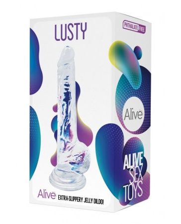 Прозрачный фаллоимитатор Alive Jelly Dildo Lusty, ТПЕ, присоска, диаметр 3,2см, длина 18см || Прозорий фалоімітатор Alive Jelly Dildo Lusty, ТПЕ, присоска, діаметр 3,2см, довжина 18см