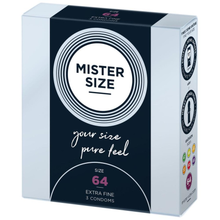 Презервативы Mister Size - pure feel - 64 (3 condoms), толщина 0,05 мм || Презервативи Mister Size - pure feel - 64 (3 condoms), товщина 0,05 мм