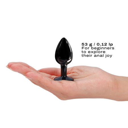 Металлическая анальная пробка с кристаллом Dorcel Diamond Plug Black S || Металева анальна пробка з кристалом Dorcel Diamond Plug Black S
