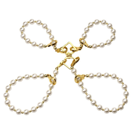 Жемчужный ошейник с поводком и наручниками LOCKINK Pearl Bondage & Restraint Set || Перлинний нашийник з повідцем та наручниками LOCKINK Pearl Bondage & Restraint Set