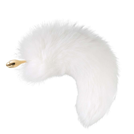 Металлическая анальная пробка Лисий хвост LOCKINK SEVANDA White Fox-Tail Anal Rose-shape Plug || Металева анальна пробка Лисячий хвіст LOCKINK SEVANDA White Fox-Tail Anal Rose-shape Plug