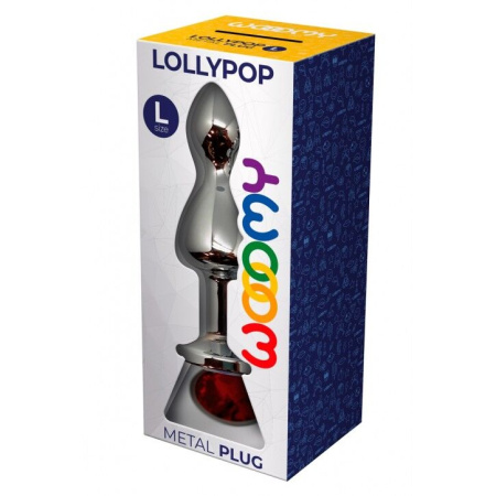 Металлическая анальная пробка Wooomy Lollypop Double Ball Metal Plug Red L диаметр 3,5, длина 10,5 с || Металева анальна пробка Wooomy Lollypop Double Ball Metal Plug Red L діаметр 3,5 см, довжина 10,5 см