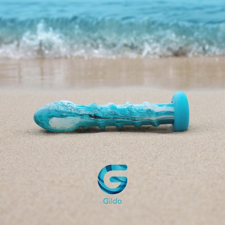 Стеклянный дилдо Gildo Ocean Wave, с силиконовым основанием || Скляний дилдо Gildo Ocean Wave, з силіконовою основою