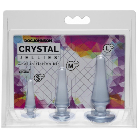 Набор анальных пробок Doc Johnson Crystal Jellies Anal - Clear, макс. диаметр 2см - 3см - 4см || Набір анальних пробок Doc Johnson Crystal Jellies Anal - Clear, макс. діаметр 2см - 3 см - 4 см